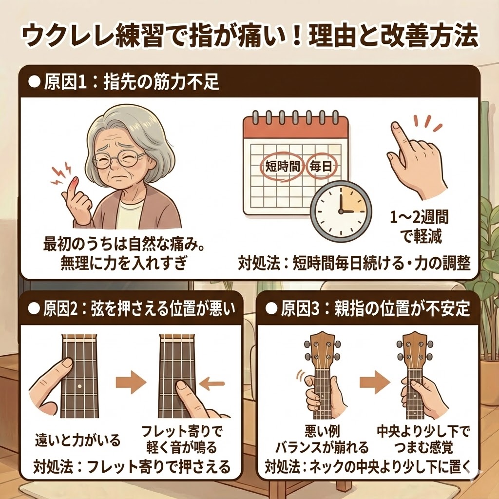 ウクレレ練習で指が痛くなる理由と改善方法