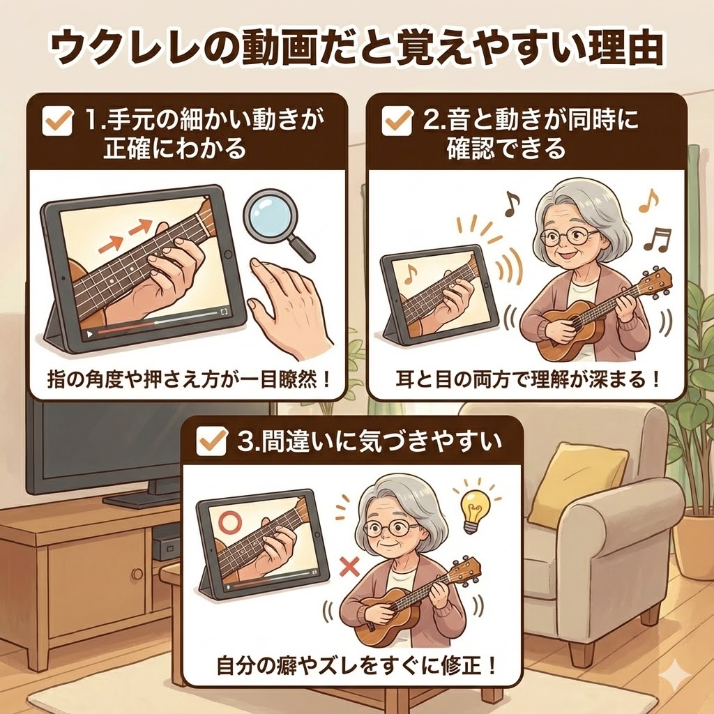 なぜウクレレの動画だと覚えやすいのか？