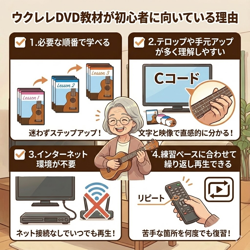 ウクレレDVD教材が初心者に向いている理由