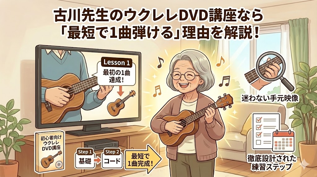 古川先生のウクレレDVD講座なら「最短で1曲弾ける」理由を解説！ | 50