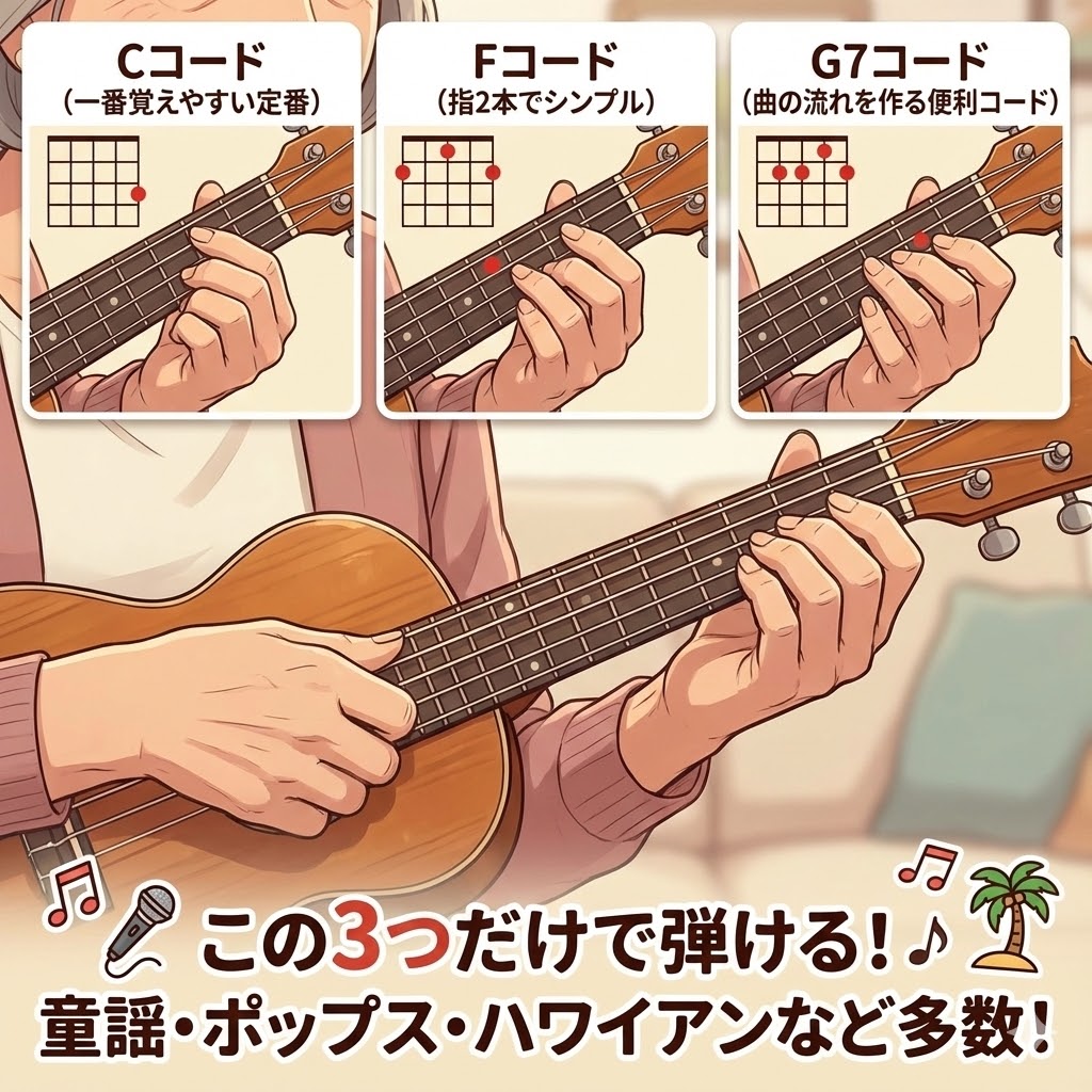 最初に覚えるべきウクレレのコードは3つだけ